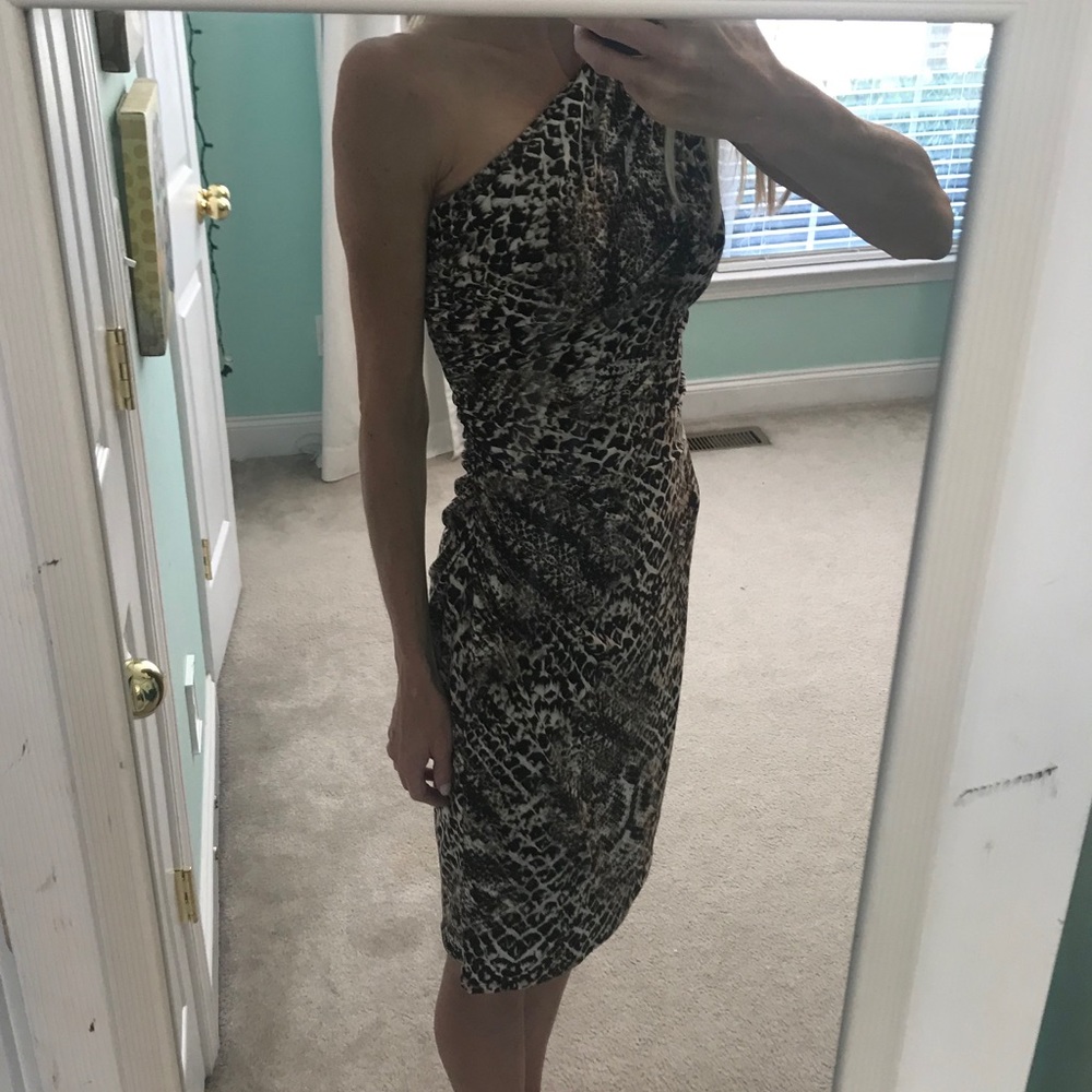 Ralph Lauren One Shoulder Snake Print Dress size 2